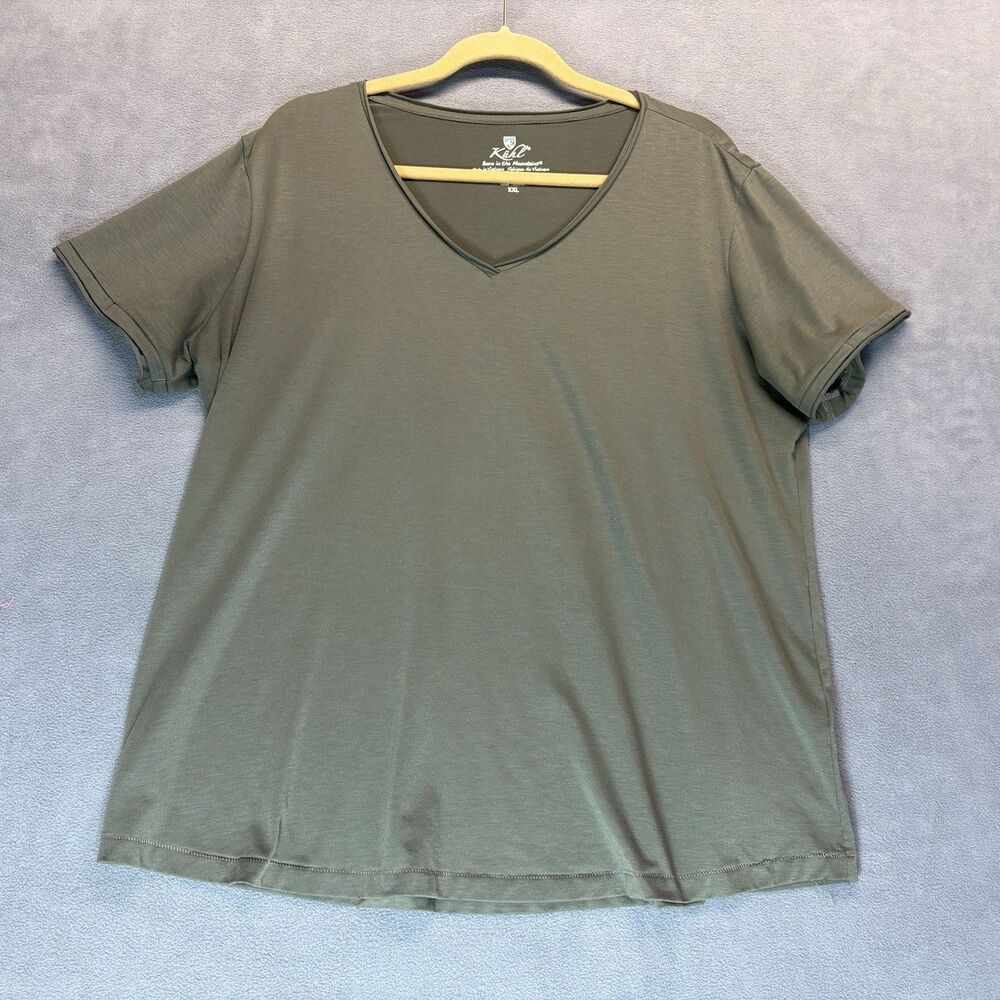 Kuhl V-Neck T-Shirt Womens Size XXL Green Short Sleeve Stretch Performance Tee